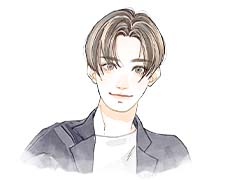 メンズ<br>ヘアメイク体験のイラストアイコン